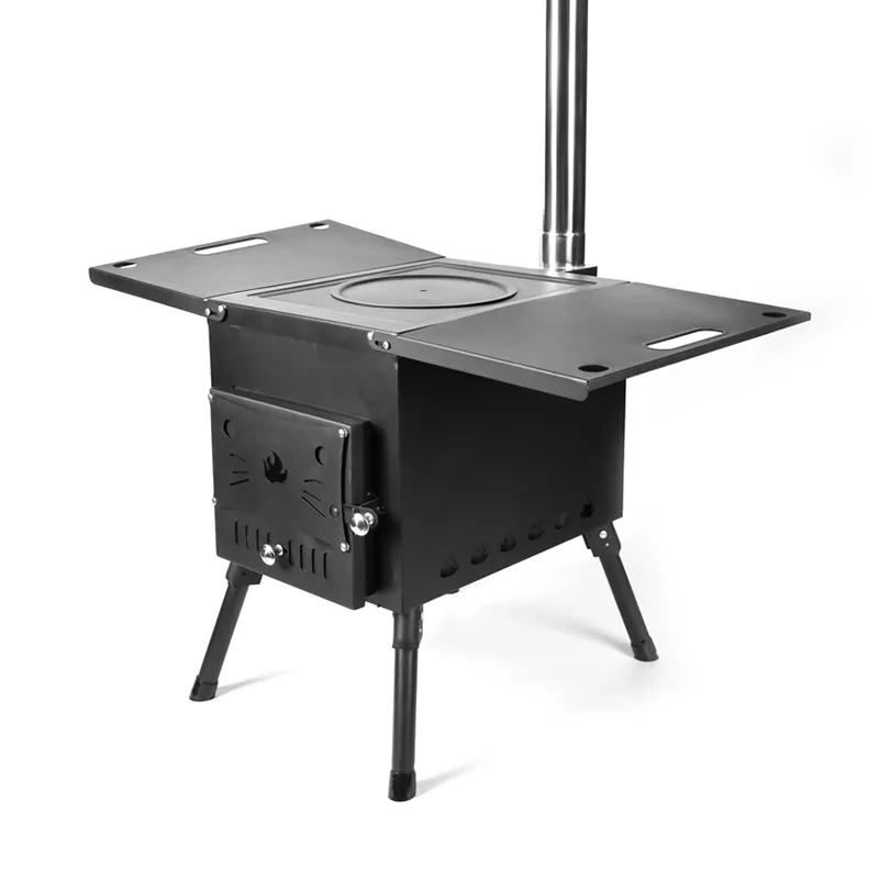 Large cat-shaped black outdoor stove