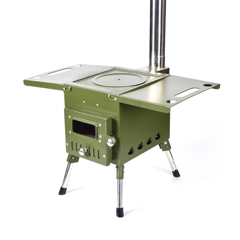 Small green camping outdoor stove