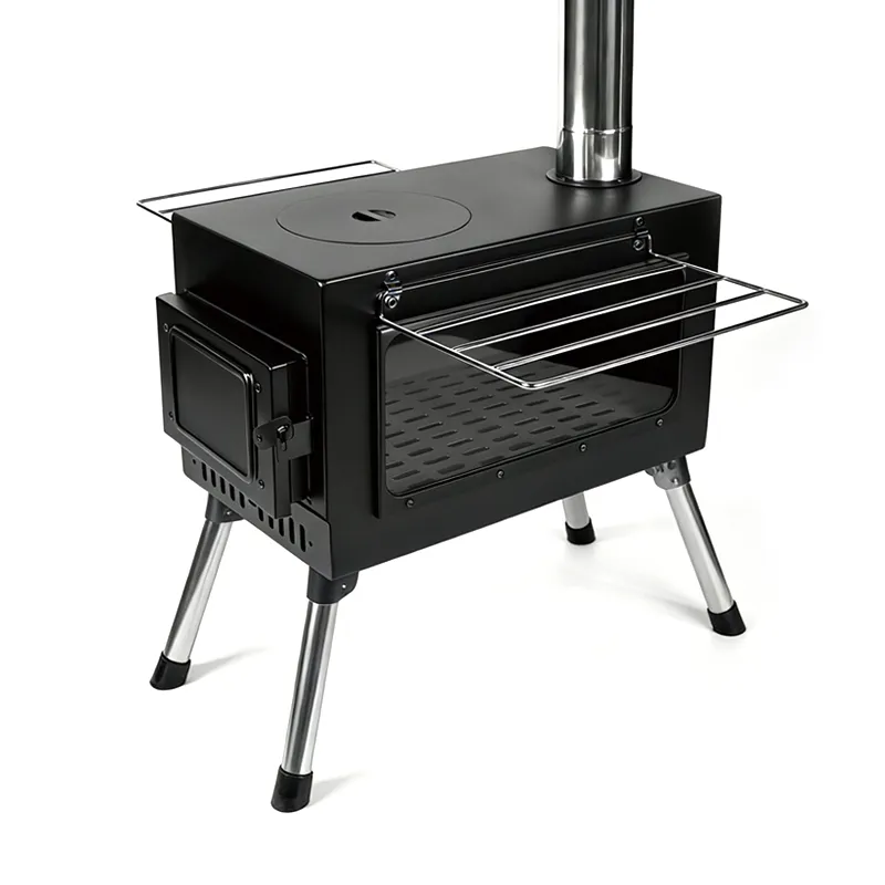 Single-sided window black camping tent stove