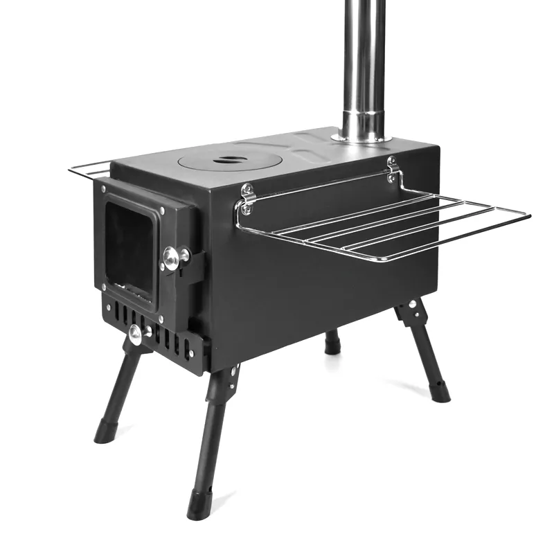Black small one-piece tent stove