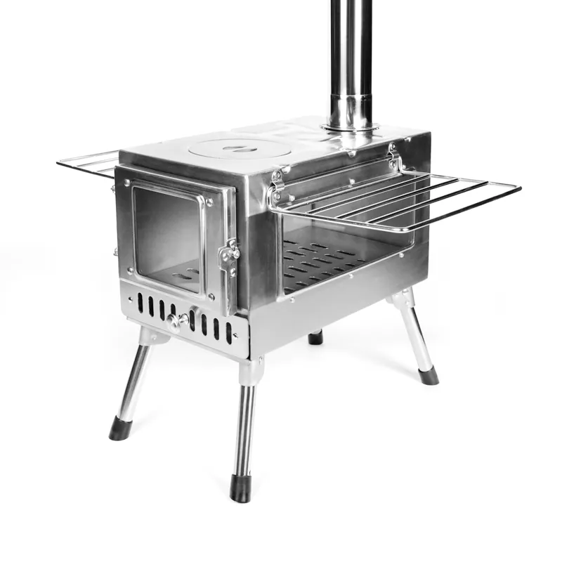 Large furnace door with single-sided window, stainless steel tent stove