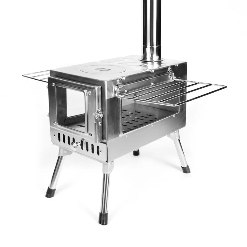 Large furnace door double-window stainless steel tent stove