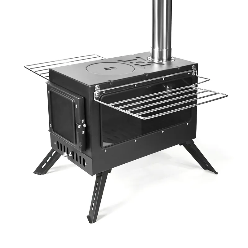 Black bevel-corner single-window tent stove