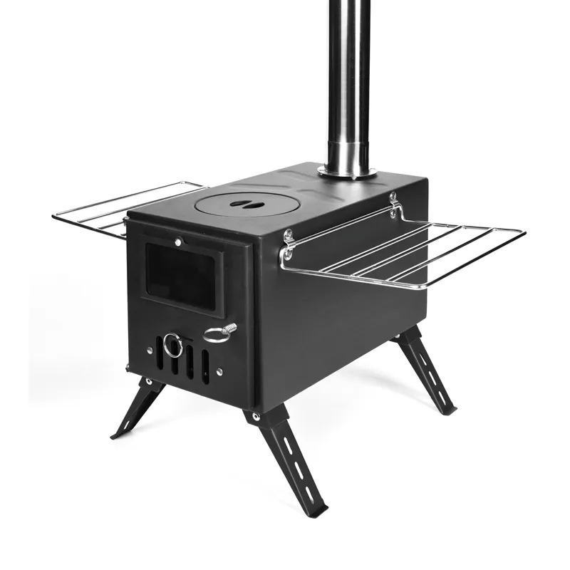 Black heating right-angle tent stove