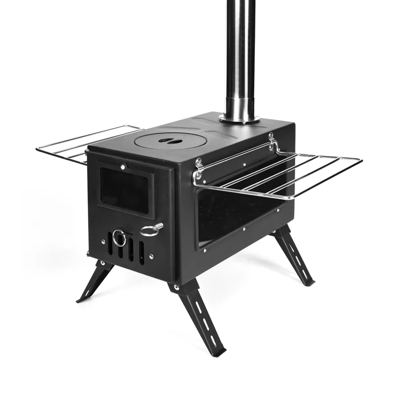 Black cyclone door, single window tent stove