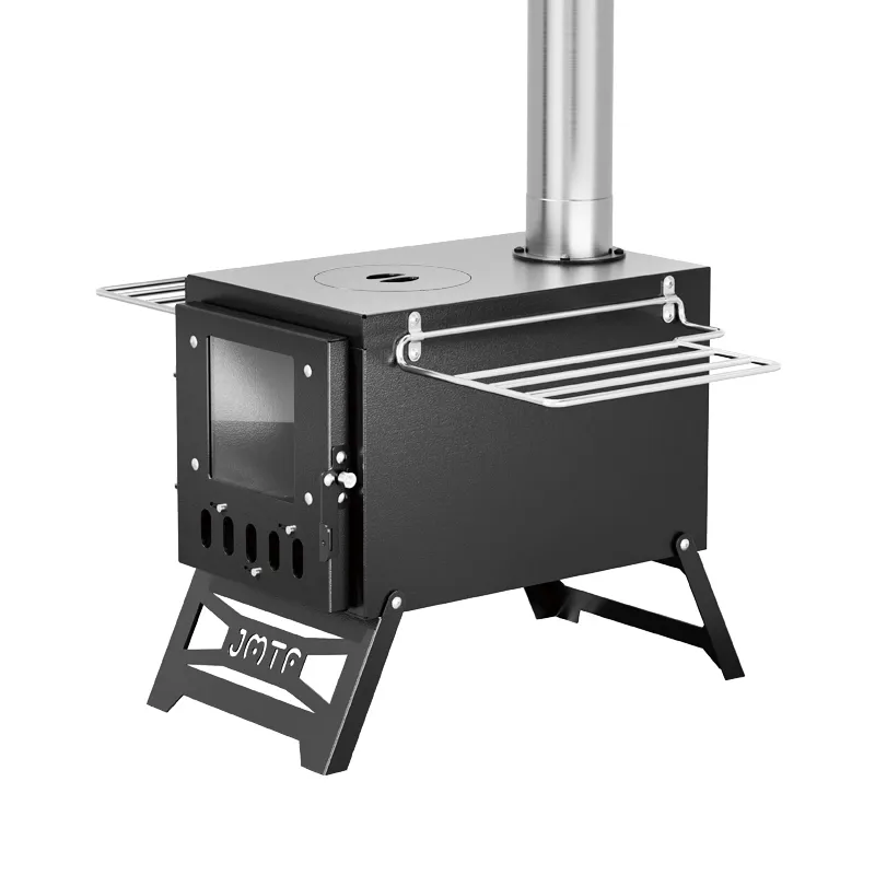 Raise the black tent stove with a blast stove door