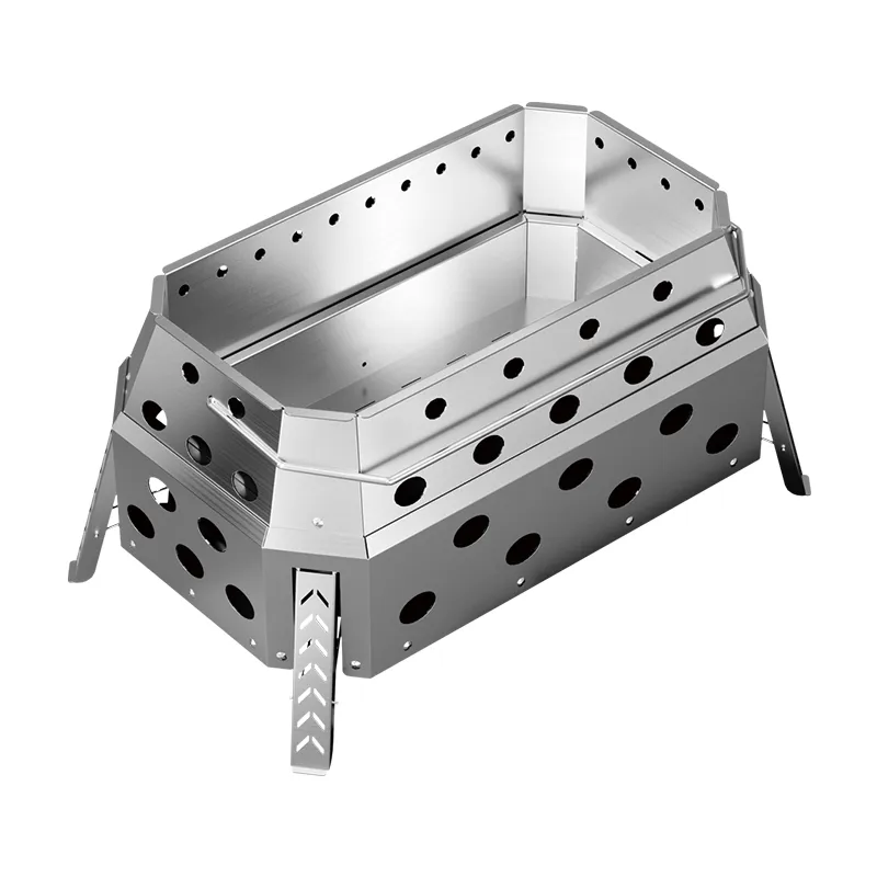 Rectangular silver detachable fire table