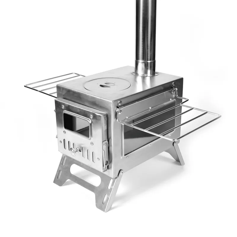 Stainless steel small double-window tent stove