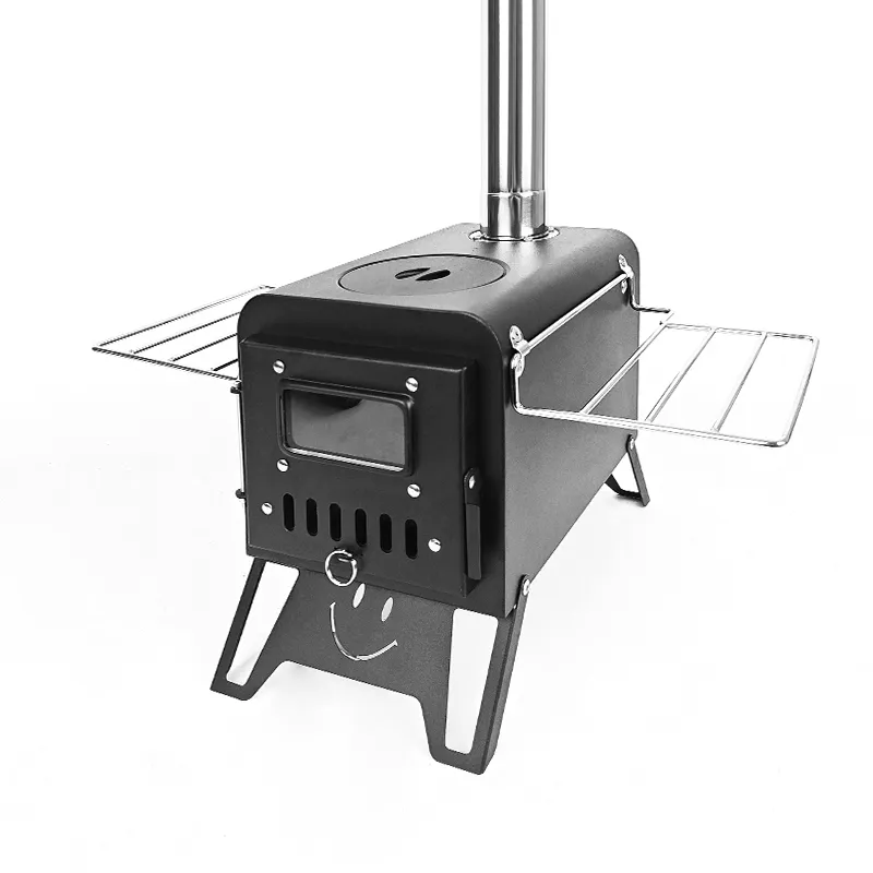 Black smiley face tent stove